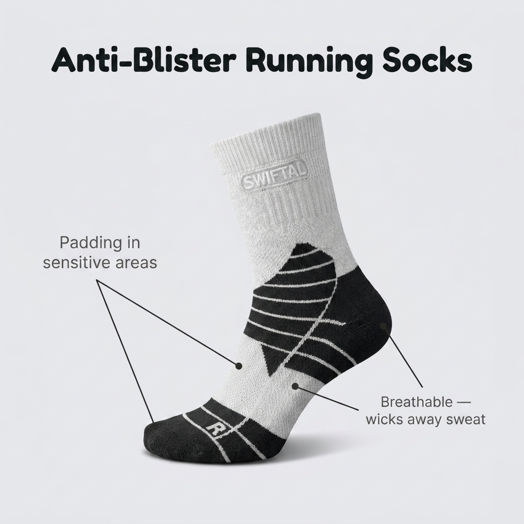 Swiftal Anti-blister Running Sock - Mid Crew - Grey
