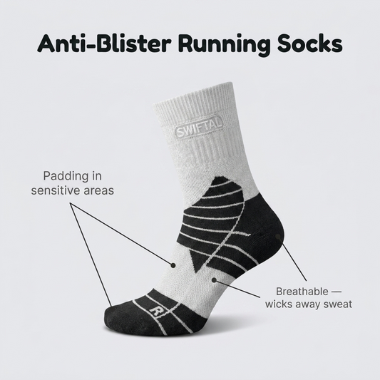 Swiftal Anti-blister Running Sock - Mid Crew - Grey
