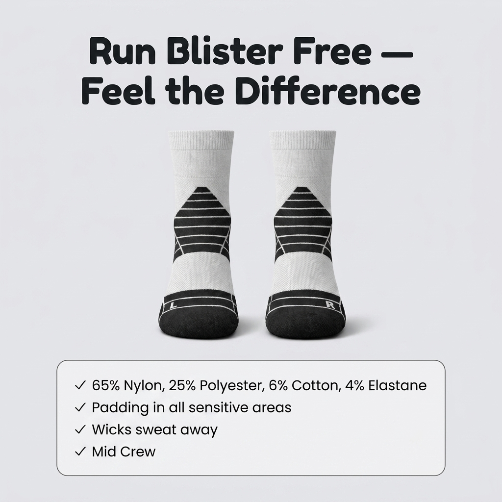 Swiftal Anti-blister Running Sock - Mid Crew - Grey